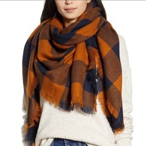Giant Madewell scarf Navy/rusty brown color